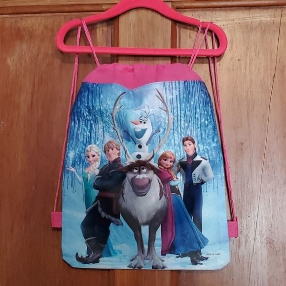NEW FROZEN VINYL DRAWSTRING TODDLER KNAPSACK - Picture 1 of 1